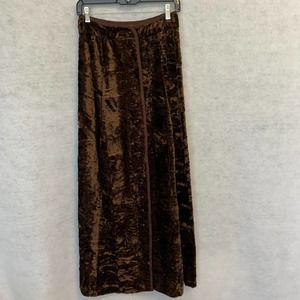 Vintage Brown Crushed Velvet Maxi Skirt